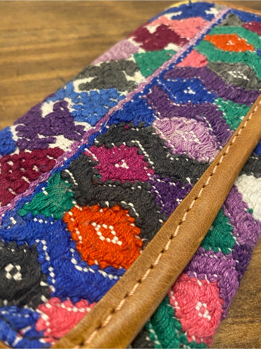 Trades Of Life - Handwoven Multicolor Women’s Wallet with Brown Trim